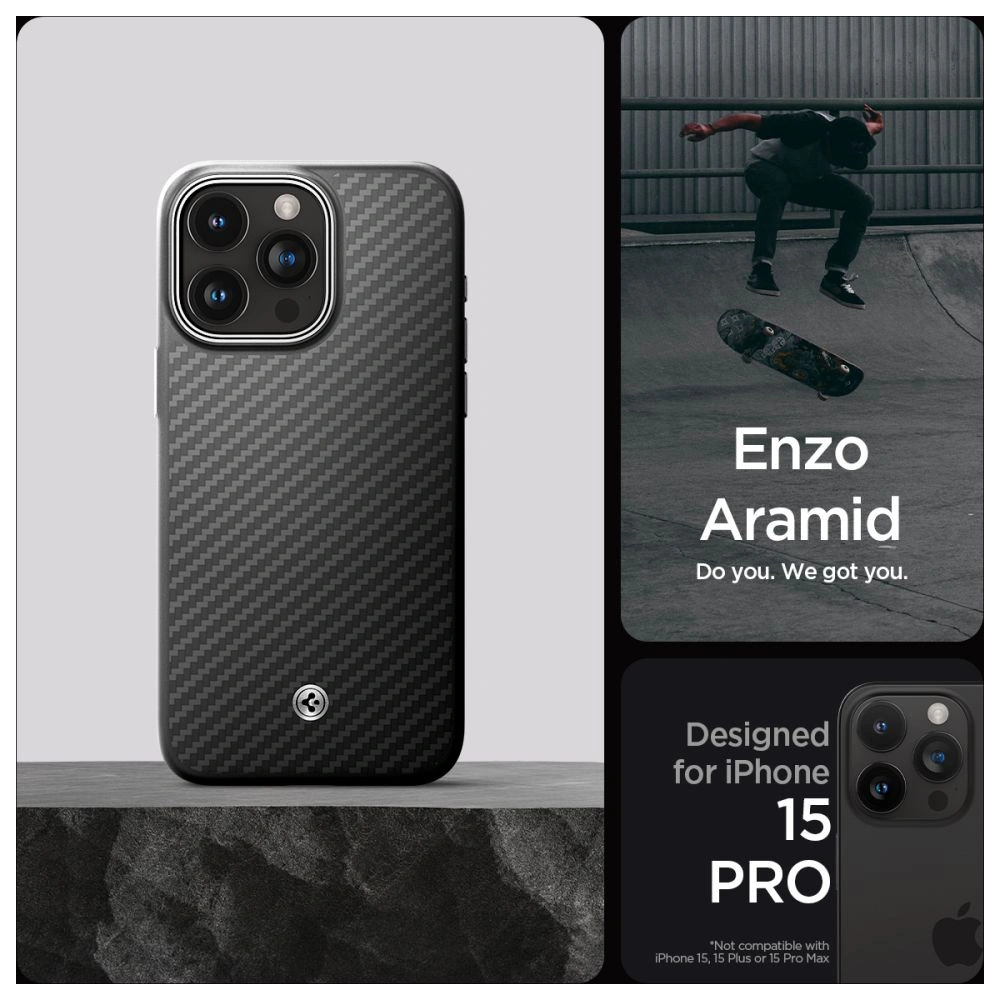 Etui Spigen Enzo Aramid Mag MagSafe Apple iPhone 15 Pro Matte Black - iPhone 15 Pro - Spigen