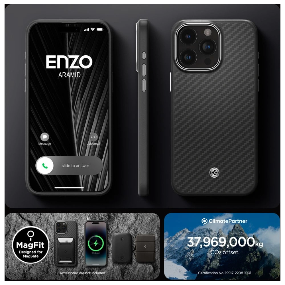 Etui Spigen Enzo Aramid Mag MagSafe Apple iPhone 15 Pro Matte Black - iPhone 15 Pro - Spigen