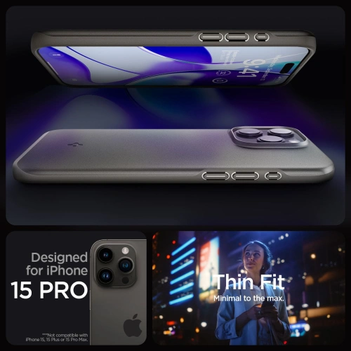 Kup Case Spigen Thin Fit Apple iPhone 15 Pro Gunmetal - SPN3134 - {ean13} - Sklep Home Screen