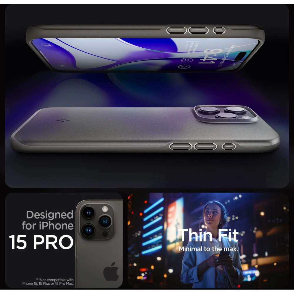 Etui Spigen Thin Fit Apple iPhone 15 Pro Gunmetal