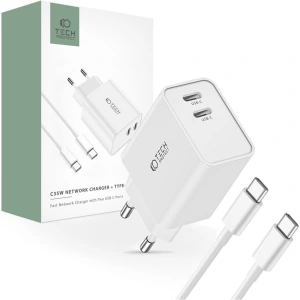 Kup Netzteil Tech-Protect C35W, 2xUSB-C, PD, 35W + weißes USB-C-Kabel - THP2361 - {ean13} - Sklep Home Screen