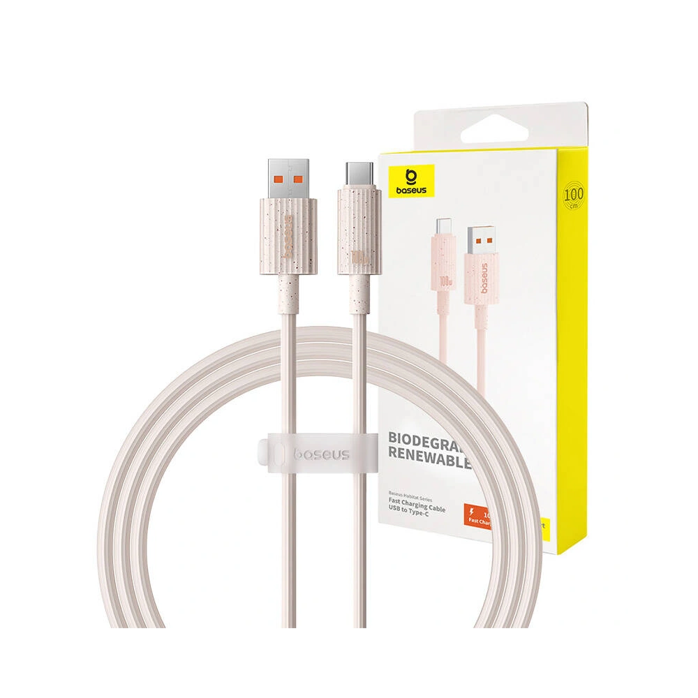 Kabel Baseus USB-A / USB-C Habitat Series 100W, PD, 1m (różowy)