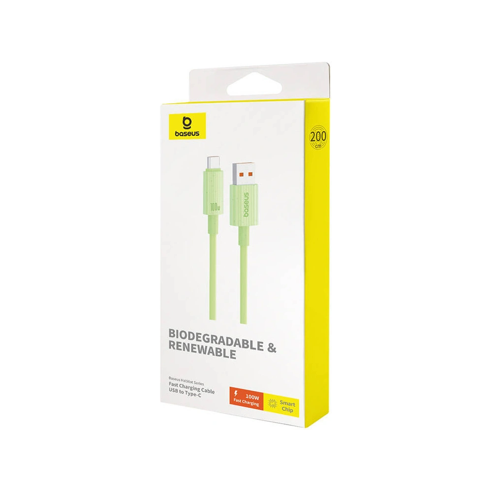 Kabel Baseus USB-A / USB-C Habitat Series 100W, PD, 2m (zielony)