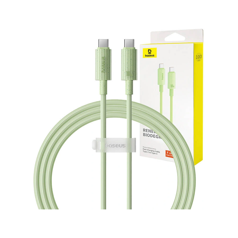 Kabel Baseus USB-C / USB-C Habitat Series 100W, PD, 1m (zielony)