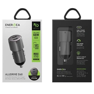 Kup Ładowarka samochodowa ENERGEA Alu Drive D60 2xUSB-C, PD, PPS, 66W stalowy/gunmetal - ENG111 - {ean13} - Sklep Home Screen