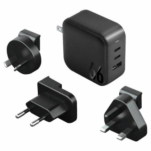 Kup Síťová nabíječka ENERGEA US+EU Travelite GAN66 USB-A, 2xUSB-C, PD, PPS, QC 3.0, 66W černá/black - ENG112 - {ean13} - Sklep Home Screen