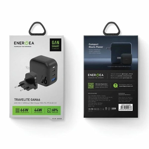 Kup ENERGEA US+EU Travelite încărcător de rețea GAN66 USB-A, 2xUSB-C, PD, PPS, QC 3.0, 66W negru/negru - ENG112 - {ean13} - Sklep Home Screen