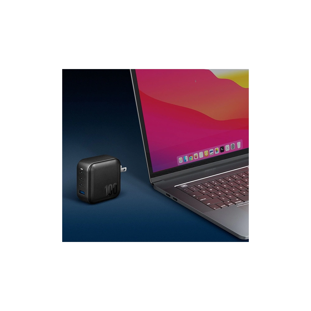 Ładowarka sieciowa ENERGEA US+EU Travelite GAN100 USB-A, 3xUSB-C, PD, PPS, QC 3.0, 100W czarny/black 