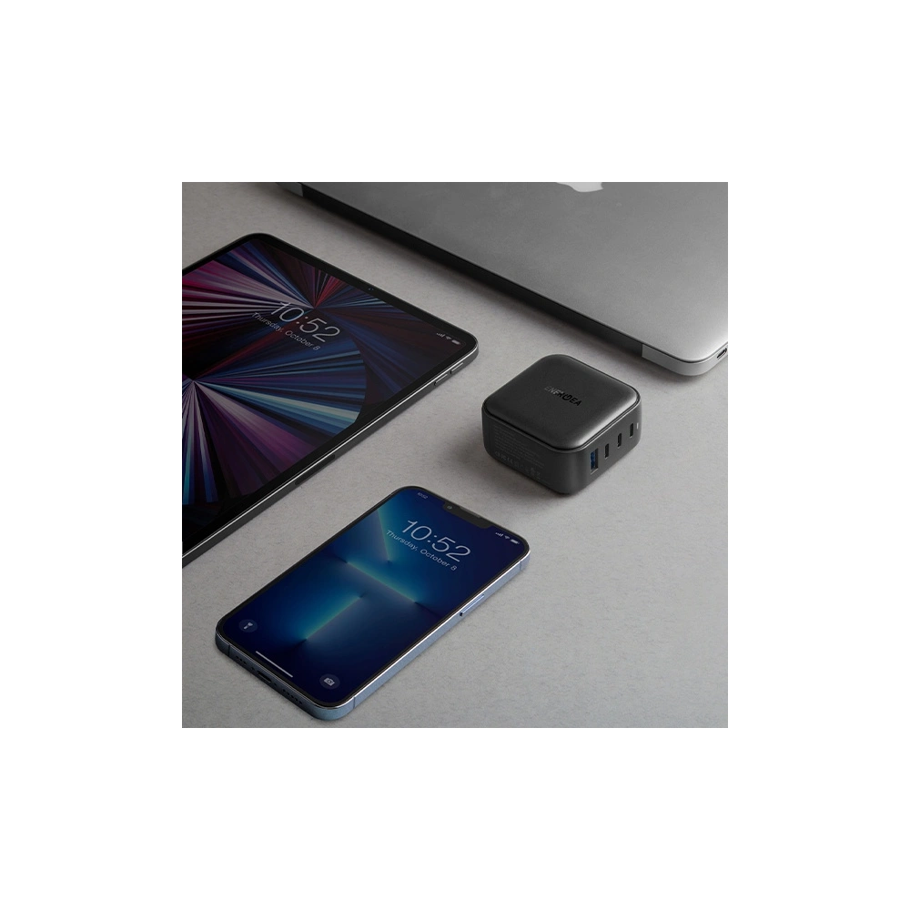 Ładowarka sieciowa ENERGEA US+EU Travelite GAN100 USB-A, 3xUSB-C, PD, PPS, QC 3.0, 100W czarny/black 