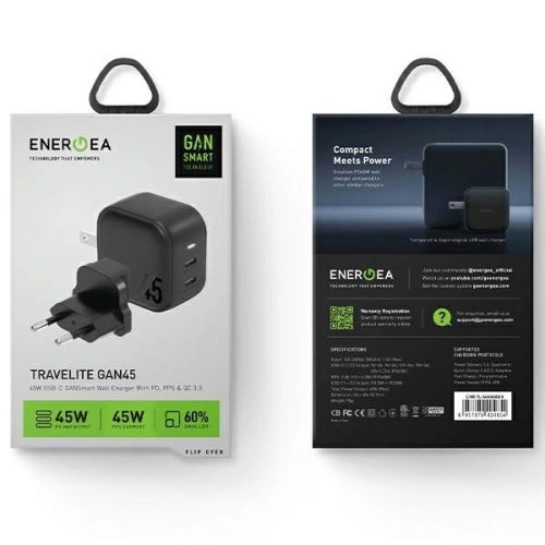Kup Netzteil ENERGEA US+EU Travelite GAN45 2xUSB-C, PD, PPS, 45W schwarz - ENG114 - {ean13} - Sklep Home Screen