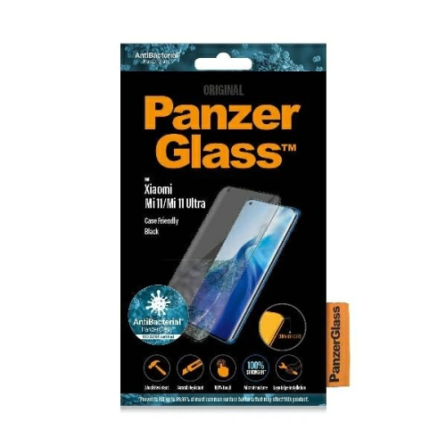 Kup Gehärtetes Glas PanzerGlass Curved Super+ Xiaomi Mi 11 / Mi 11 Ultra Case Friendly Antibakteriell schwarz - PZG496 - {ean13} - Sklep Home Screen