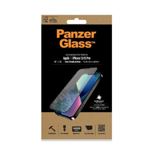 Kup Tvrzené sklo PanzerGlass E2E Anti-Glare Apple iPhone 13 / 13 Pro Case Friendly AntiBacterial MicroFracture černé - PZG499 - {ean13} - Sklep Home Screen