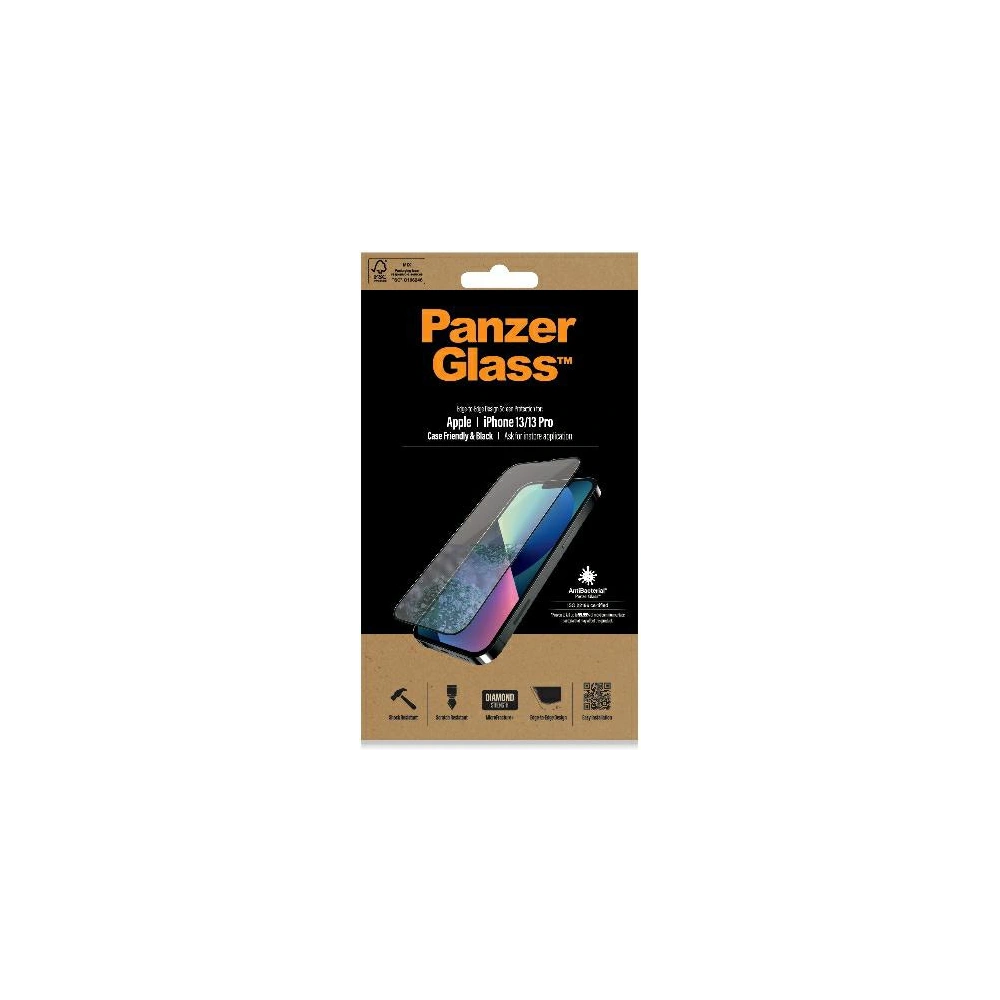 Szkło hartowane PanzerGlass E2E Microfracture Apple iPhone 13 / 13 Pro Case Friendly AntiBacterial czarne