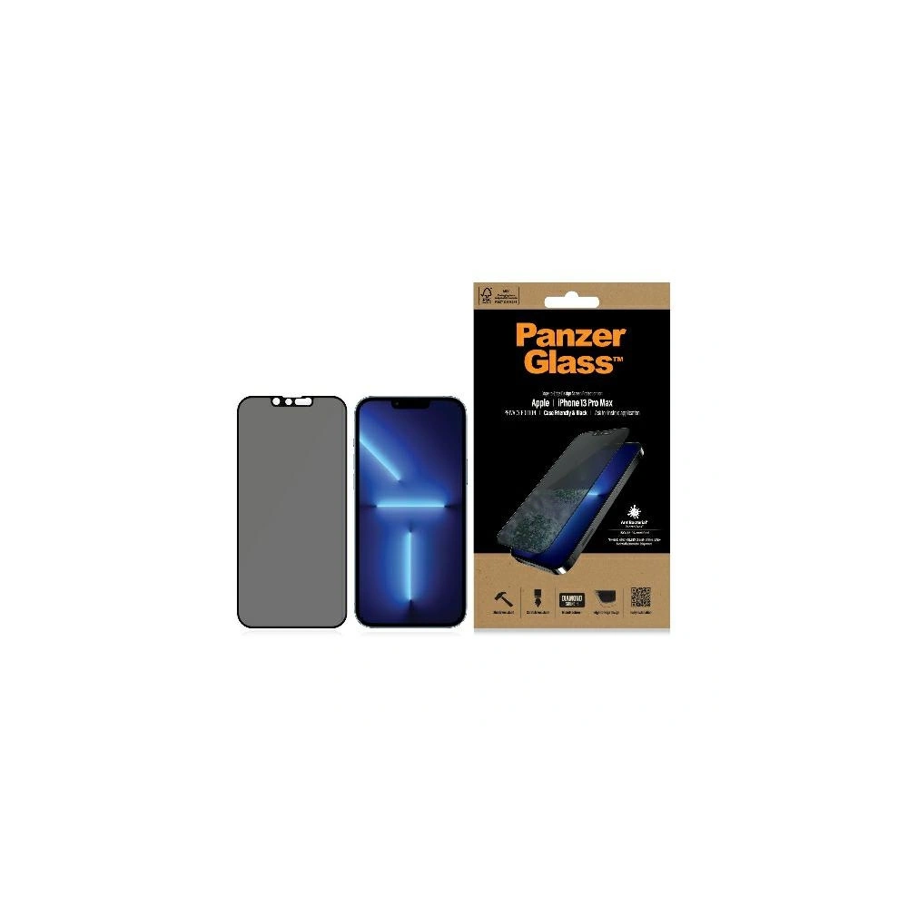 Szkło hartowane PanzerGlass E2E Privacy Apple iPhone 13 Pro Max Case Friendly Microfracture AntiBacterial czarne
