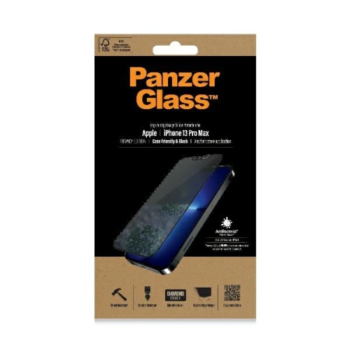 Buy PanzerGlass E2E Privacy Apple iPhone 13 Pro Max Case Friendly Microfracture AntiBacterial black - PZG505 - {ean13} - Home Screen Store Europe