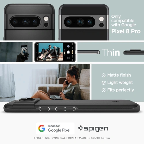 Kup Case Spigen Thin Fit Google Pixel 8 Pro Schwarz - SPN3142 - {ean13} - Sklep Home Screen