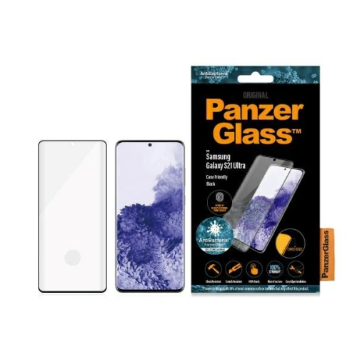 Kup Szkło hartowane PanzerGlass Pro E2E Microfracture Samsung Galaxy S21 Ultra Case Friendly Finger Print AntiBacterial czarne - PZG519 - {ean13} - Sklep Home Screen