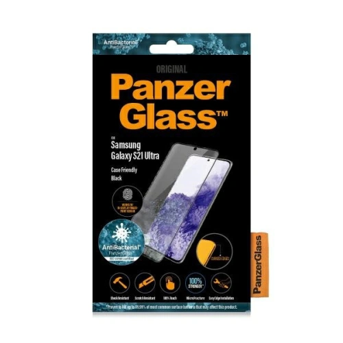 Buy PanzerGlass Pro E2E Microfracture Samsung Galaxy S21 Ultra Case Friendly Finger Print AntiBacterial black - PZG519 - {ean13} - Home Screen Store Europe
