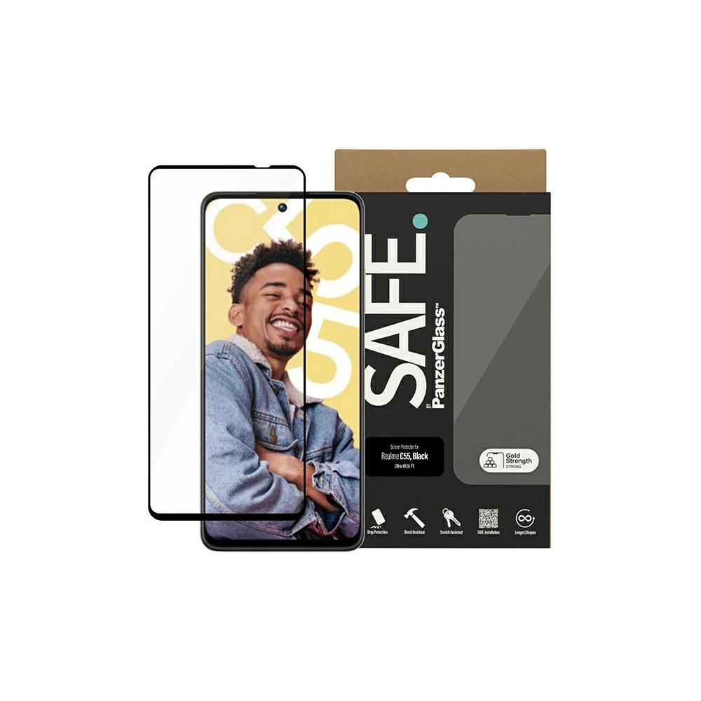 Szkło hartowane SAFE by PanzerGlass Realme C55 Screen Protection Ultra-Wide Fit czarne