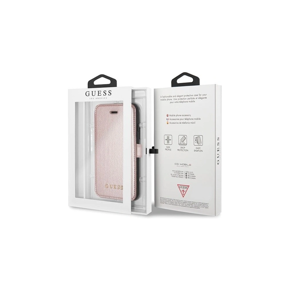 Etui Guess GUFLBKI8IGLRG Apple iPhone SE 2022/SE 2020/8/7 rose gold/różowo-złoty book Iridescent
