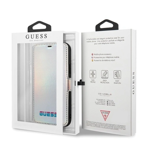Kup Etui Guess GUFLBKN61BLD Apple iPhone 11 argintiu/silver carte Iridescent - GUE019SLV - {ean13} - Sklep Home Screen