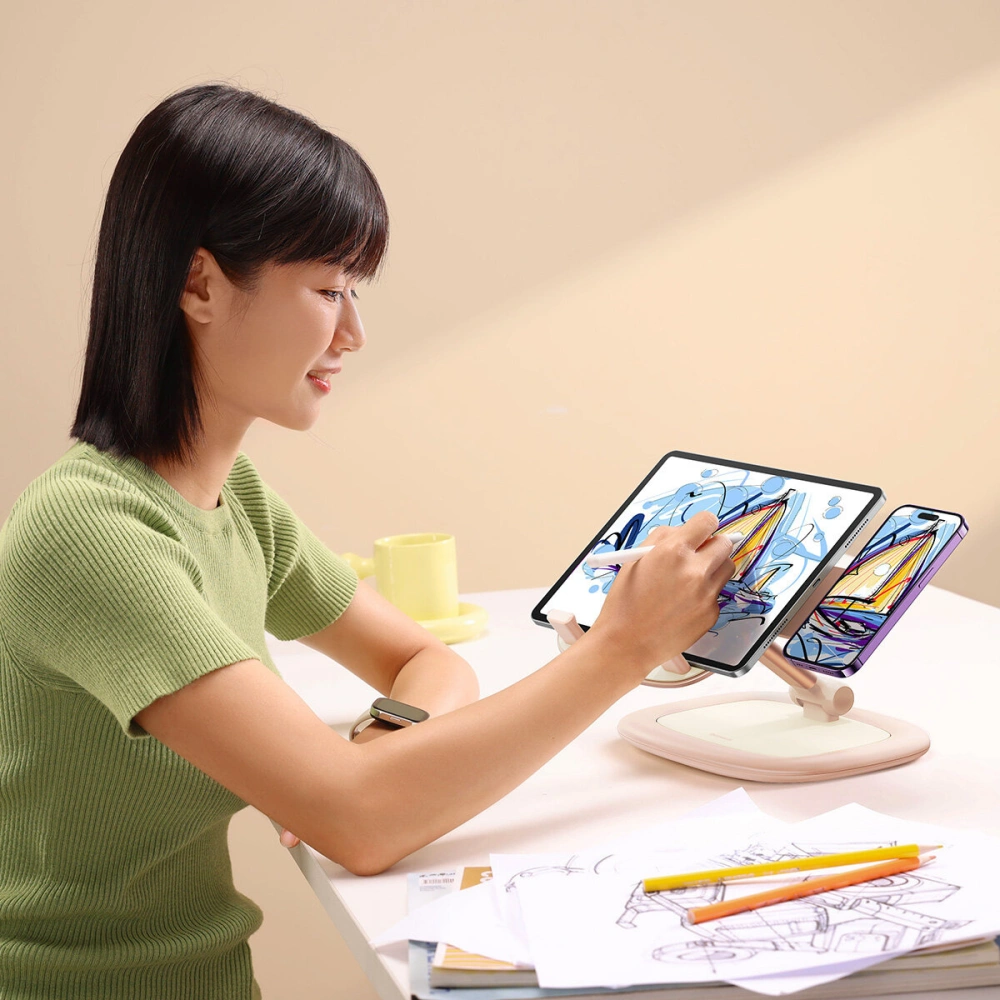 Regulowany stojak na telefon /  tablet Baseus Seashell Series różowy