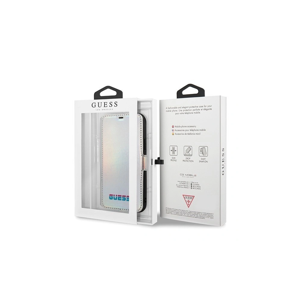 Etui Guess GUFLBKN65BLD Apple iPhone 11 Pro Max srebrny/silver book Iridescent