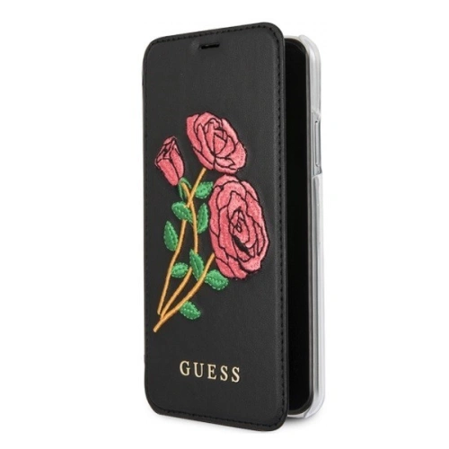 Kup Case Guess GUFLBKPXEROBK Apple iPhone X schwarz/czarny Buch Flower Desire - GUE023BLK - {ean13} - Sklep Home Screen