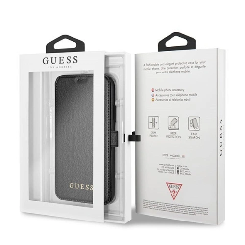 Kup Case Guess GUFLBKPXIGLBK Apple iPhone X/XS schwarz/czarnes Buch Iridescent - GUE026BLK - {ean13} - Sklep Home Screen