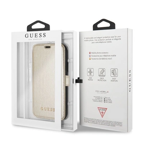 Kup Etui Guess GUFLBKPXIGLGO Apple iPhone X/XS zlaté/zlatý kniha Iridescent - GUE027GLD - {ean13} - Sklep Home Screen