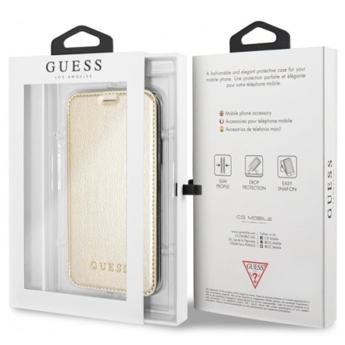 Kup Case Guess GUFLBKPXIGLTGO Apple iPhone X/XS gold/złoty Buch Iridescent - GUE030GLD - {ean13} - Sklep Home Screen