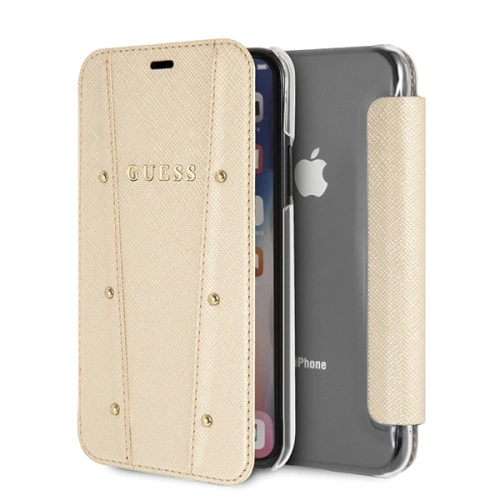 Kup Case Guess GUFLBKPXKAILGO Apple iPhone X / XS Buch Kaia Saffiano gold - GUE2980 - {ean13} - Sklep Home Screen