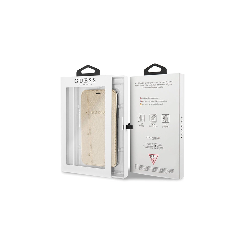 Etui Guess GUFLBKPXKAILGO Apple iPhone X / XS book Kaia Saffiano złoty/gold