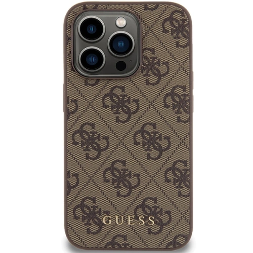 Kup Guess Apple Caz GUHCP15LG4GFBR iPhone 15 Pro hard case 4G Metal Gold Logo maro/maro - GUE2981 - {ean13} - Sklep Home Screen