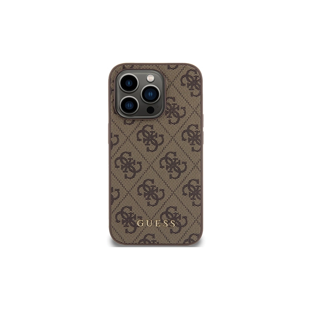 Etui Guess GUHCP15LG4GFBR Apple iPhone 15 Pro hard case 4G Metal Gold Logo brązowy/brown