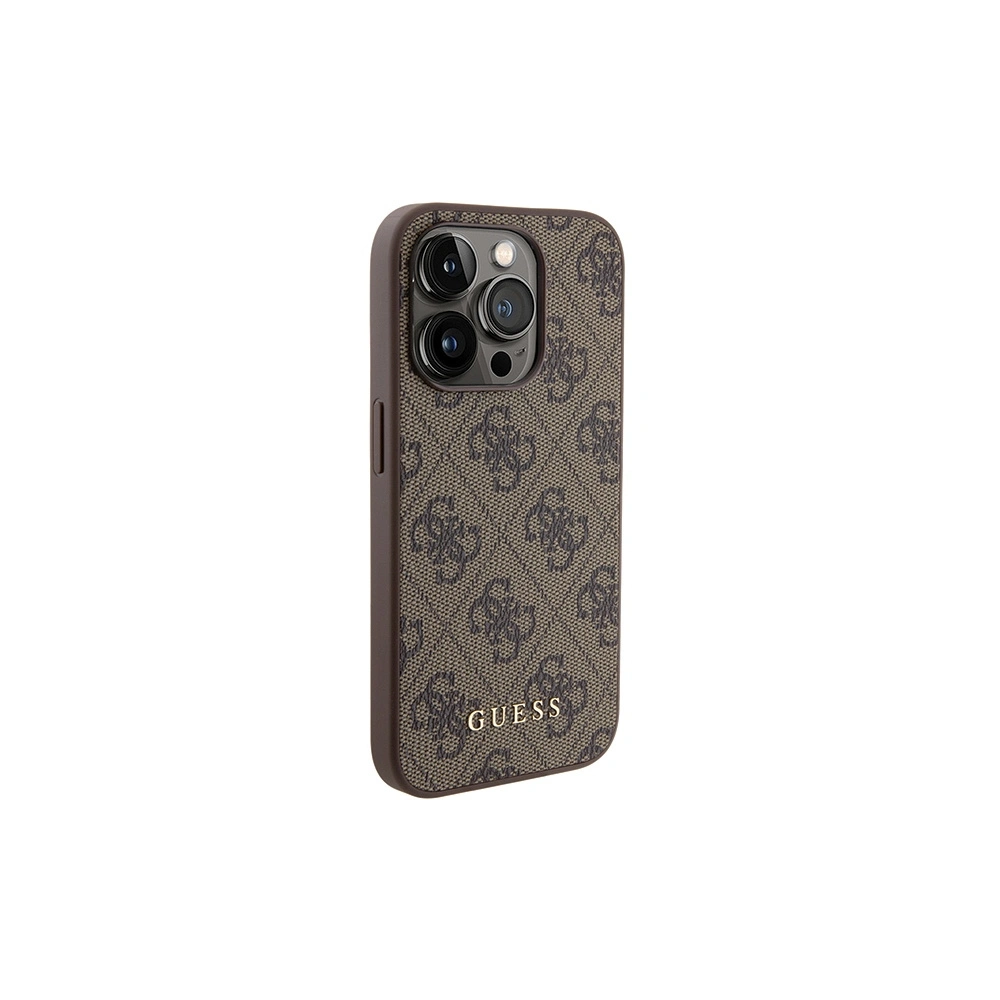 Etui Guess GUHCP15LG4GFBR Apple iPhone 15 Pro hard case 4G Metal Gold Logo brązowy/brown