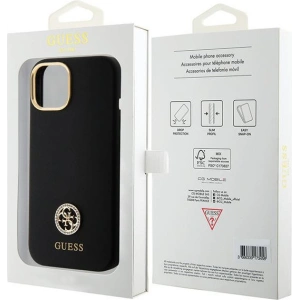 Etui Guess GUHCP15SM4DGPK Apple iPhone 15 hardcase Silicone Logo Strass 4G czarny/black