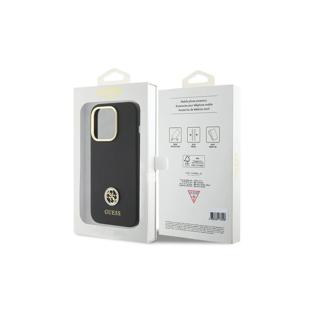 Etui Guess GUHCP15XM4DGPK Apple iPhone 15 Pro Max hardcase Silicone Logo Strass 4G czarny/black