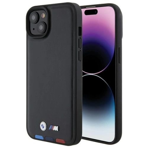 Kup BMW Apple Husă BMHCP15M22PTDK iPhone 15 Plus / 14 Plus Ștampilă din piele Tricolor negru/negru - BMW519 - {ean13} - Sklep Home Screen