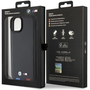 Kup BMW Apple Husă BMHCP15M22PTDK iPhone 15 Plus / 14 Plus Ștampilă din piele Tricolor negru/negru - BMW519 - {ean13} - Sklep Home Screen