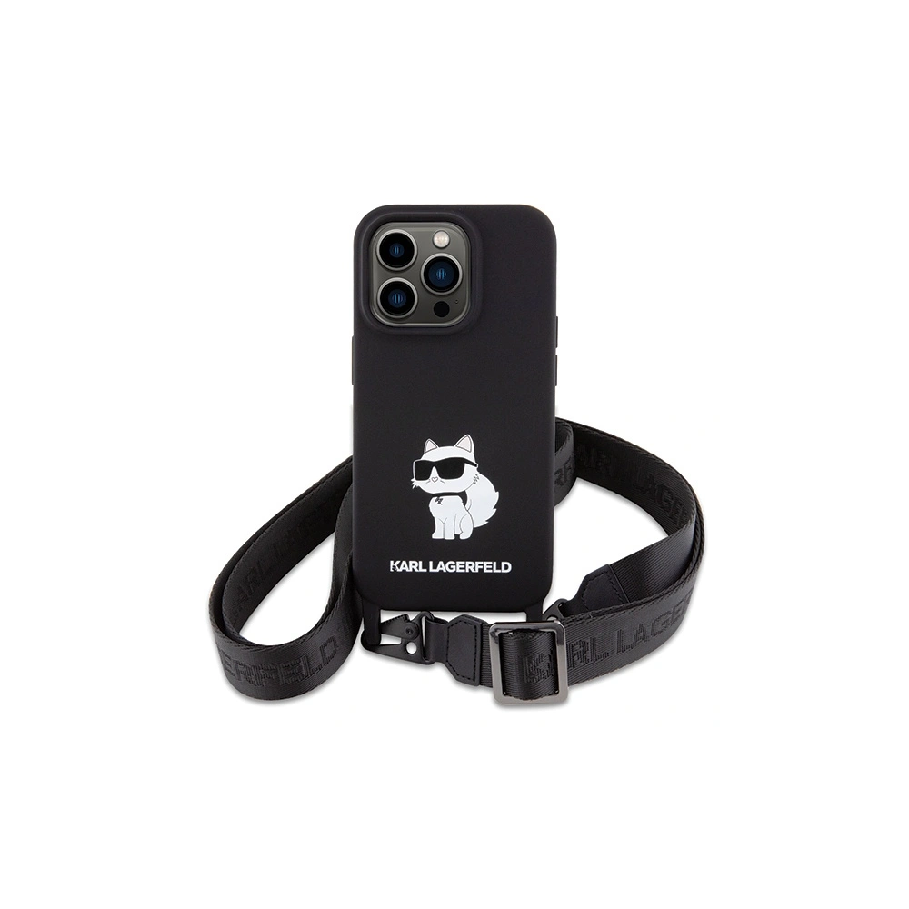 Etui Karl Lagerfeld KLHCP15LSCBSCNK Apple iPhone 15 Pro hardcase Crossbody Silicone Choupette czarny/black