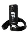 Karl Lagerfeld Apple Caz KLHCP15LSCBSKNK iPhone 15 Pro hardcase Crossbody Silicone Ikonik negru/negru