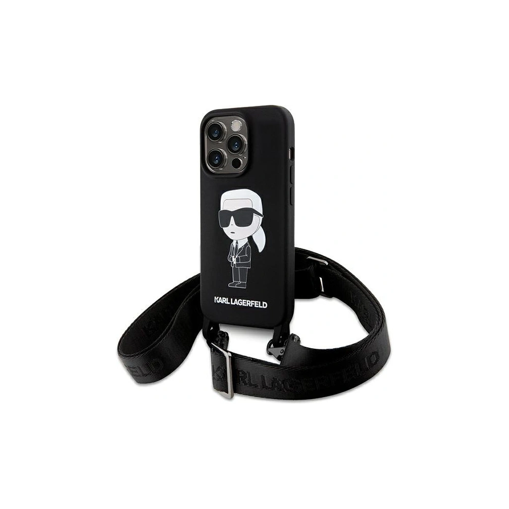 Etui Karl Lagerfeld KLHCP15LSCBSKNK Apple iPhone 15 Pro hardcase Crossbody Silicone Ikonik czarny/black