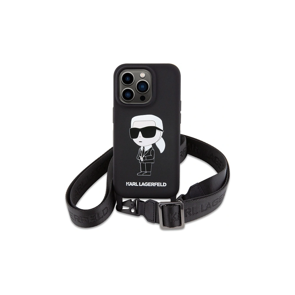 Etui Karl Lagerfeld KLHCP15LSCBSKNK Apple iPhone 15 Pro hardcase Crossbody Silicone Ikonik czarny/black