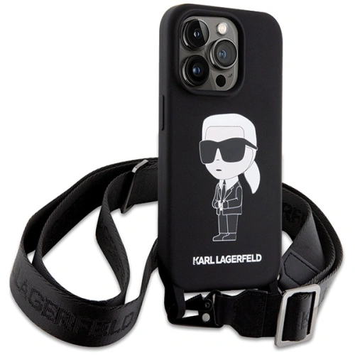 Kup Etui Karl Lagerfeld KLHCP15LSCBSKNK Apple iPhone 15 Pro hardcase Crossbody Silicone Ikonik černý/black - KLD1737 - {ean13} - Sklep Home Screen