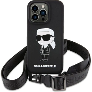 Etui Karl Lagerfeld KLHCP15SSCBSKNK Apple iPhone 15 hardcase Crossbody Silicone Ikonik czarny/black