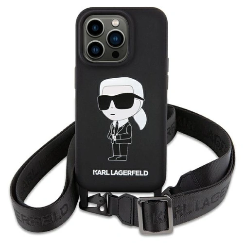 Kup Case Karl Lagerfeld KLHCP15SSCBSKNK Apple iPhone 15 Hardcase Crossbody Silikon Ikonik schwarz/black - KLD1739 - {ean13} - Sklep Home Screen