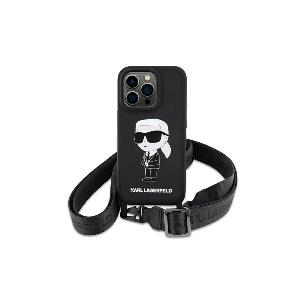Etui Karl Lagerfeld KLHCP15SSCBSKNK Apple iPhone 15 hardcase Crossbody Silicone Ikonik czarny/black