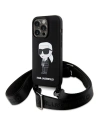 Etui Karl Lagerfeld KLHCP15XSCBSKNK Apple iPhone 15 Pro Max hardcase Crossbody Silicone Ikonik černý/black