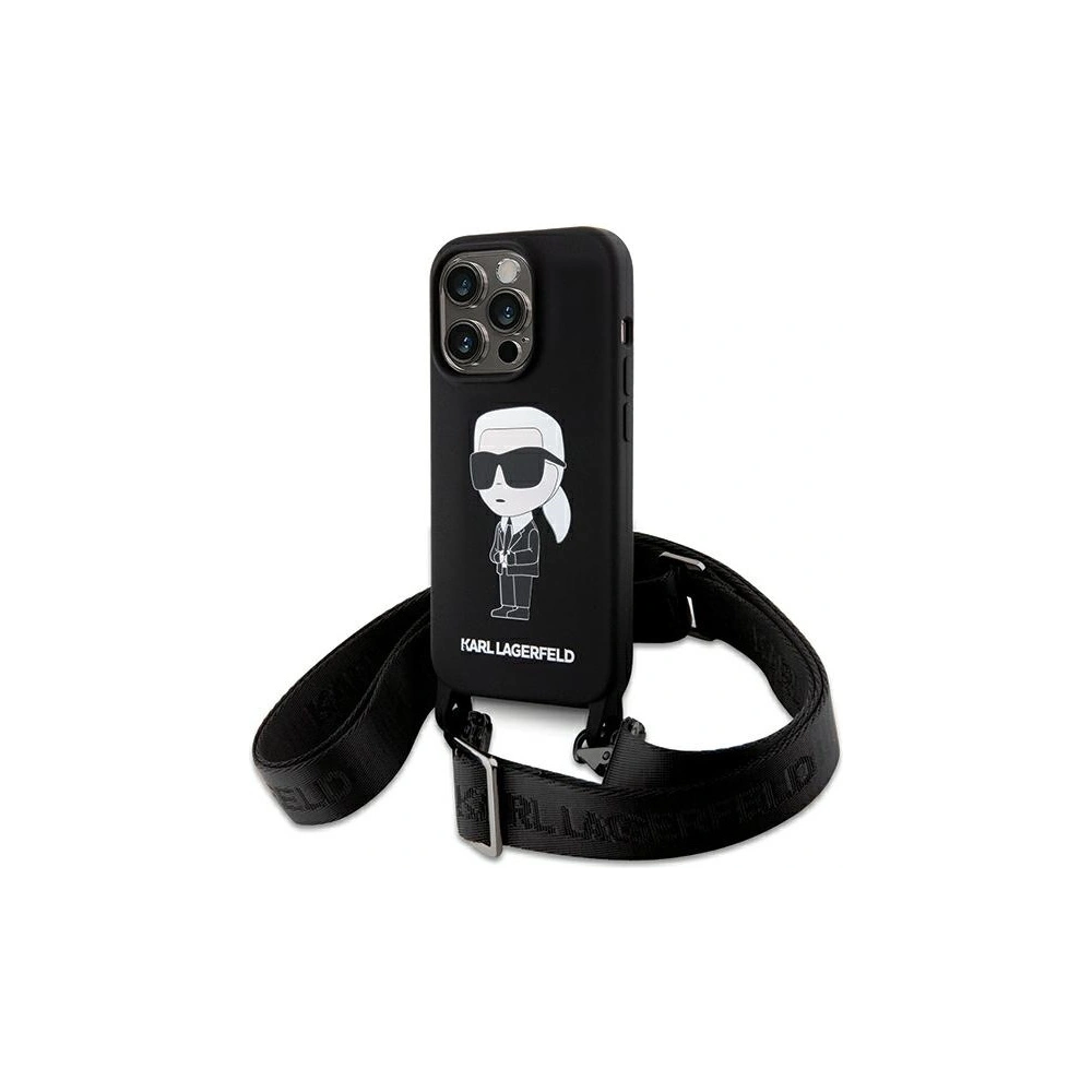 Etui Karl Lagerfeld KLHCP15XSCBSKNK Apple iPhone 15 Pro Max hardcase Crossbody Silicone Ikonik czarny/black